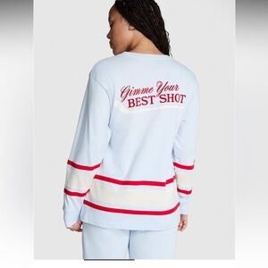 Victoria's Secret Light Blue and Red Long Sleeve Tee